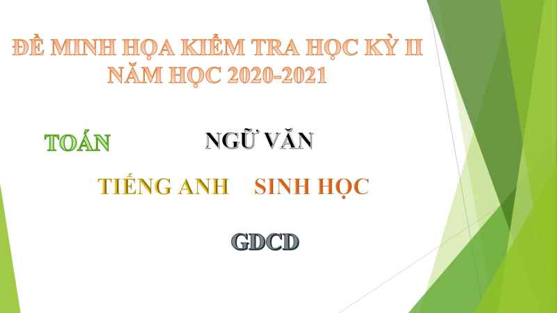ĐỀ MINH HỌA KIỂM TRA HỌC KỲ II CÁC MÔN CÒN LẠI