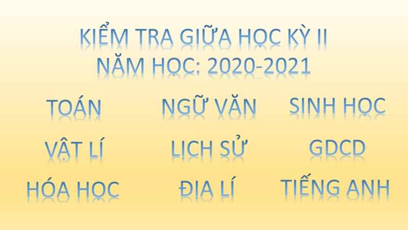 KIỂM TRA GIỮA HỌC KỲ II - NĂM HỌC 2020-2021